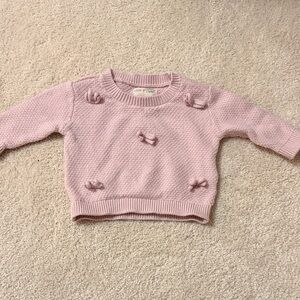 Adorable Pink Knit Sweater with Bow Details